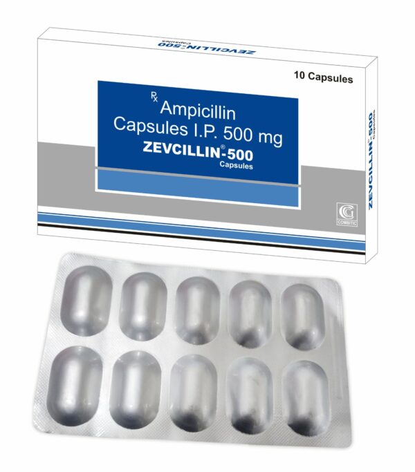 ZEVCILLIN-500 Capsules (Ampicillin Capsules I.P. 500 mg)