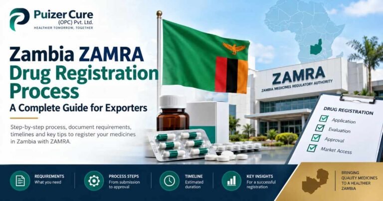 Zambia ZAMRA drug registration process infographic